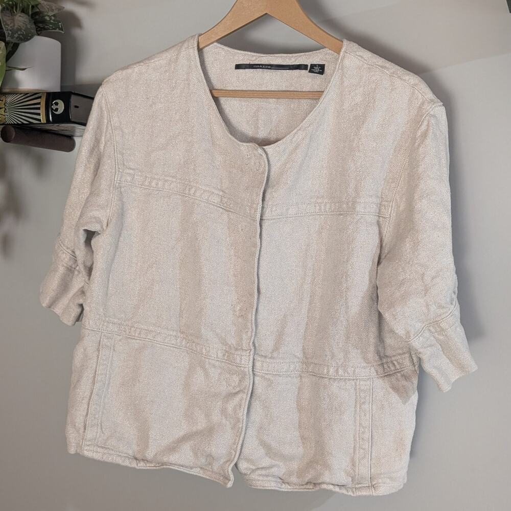 ISDA & Co | 100% Linen Jacket Natural Flax Lagenlook Art to Wear | Size L